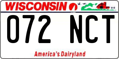 WI license plate 072NCT