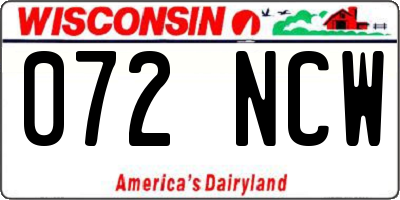 WI license plate 072NCW