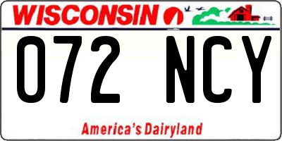 WI license plate 072NCY