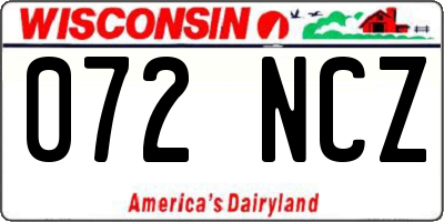 WI license plate 072NCZ