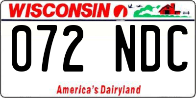 WI license plate 072NDC