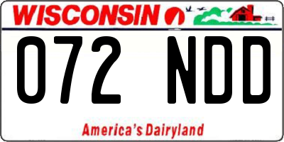 WI license plate 072NDD