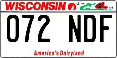 WI license plate 072NDF