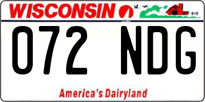 WI license plate 072NDG