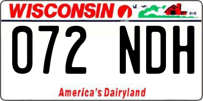 WI license plate 072NDH