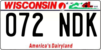 WI license plate 072NDK