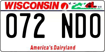 WI license plate 072NDO