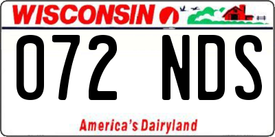 WI license plate 072NDS