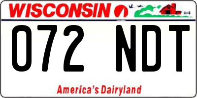WI license plate 072NDT