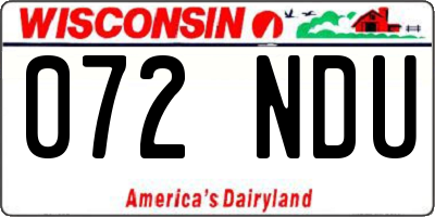 WI license plate 072NDU