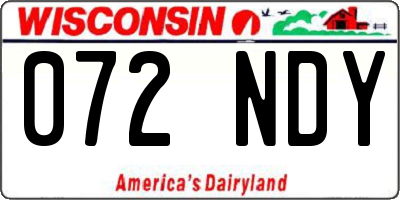 WI license plate 072NDY