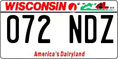 WI license plate 072NDZ
