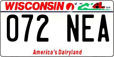 WI license plate 072NEA