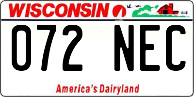 WI license plate 072NEC