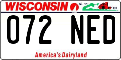 WI license plate 072NED