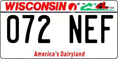 WI license plate 072NEF