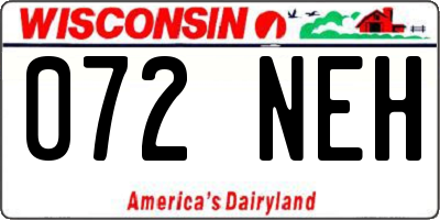WI license plate 072NEH