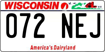 WI license plate 072NEJ