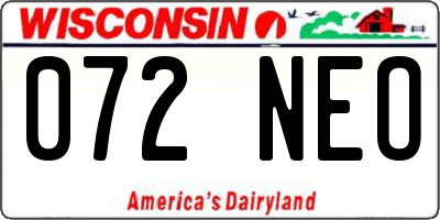 WI license plate 072NEO