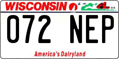 WI license plate 072NEP