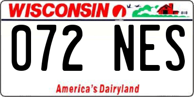 WI license plate 072NES