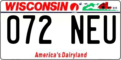 WI license plate 072NEU
