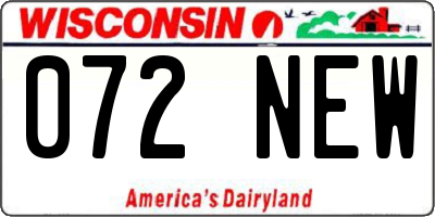 WI license plate 072NEW