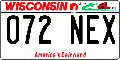 WI license plate 072NEX