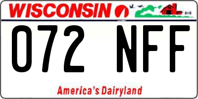 WI license plate 072NFF