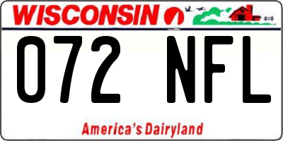 WI license plate 072NFL
