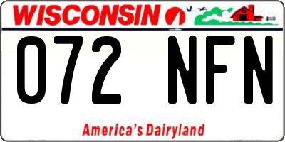 WI license plate 072NFN