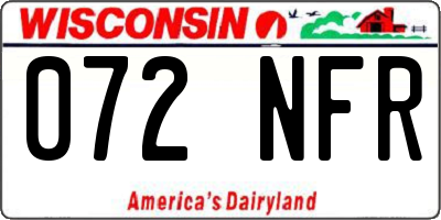 WI license plate 072NFR