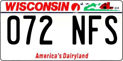 WI license plate 072NFS