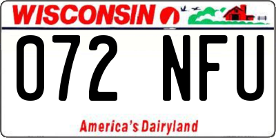 WI license plate 072NFU