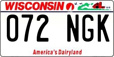 WI license plate 072NGK