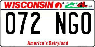 WI license plate 072NGO