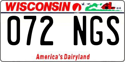 WI license plate 072NGS