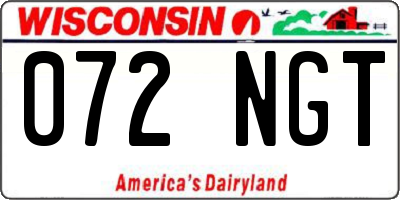 WI license plate 072NGT