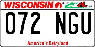 WI license plate 072NGU