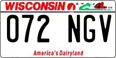 WI license plate 072NGV
