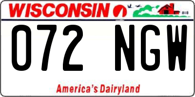 WI license plate 072NGW