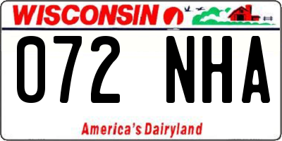 WI license plate 072NHA