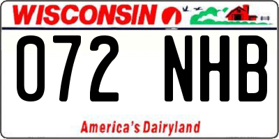 WI license plate 072NHB
