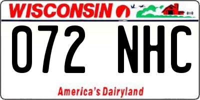 WI license plate 072NHC