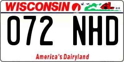 WI license plate 072NHD