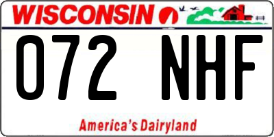 WI license plate 072NHF