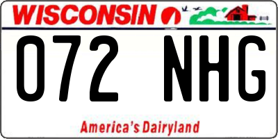 WI license plate 072NHG