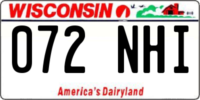 WI license plate 072NHI