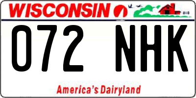 WI license plate 072NHK