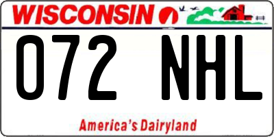 WI license plate 072NHL